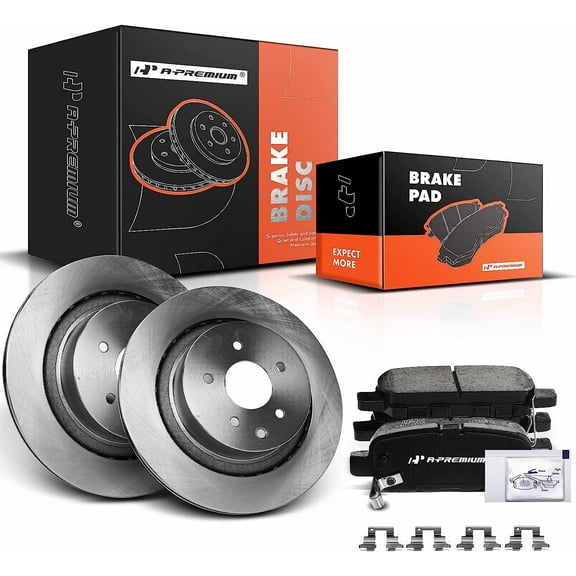 A-Premium 13.00 inch (330mm) Rear Vented Disc Brake Rotors   Ceramic Pads Kit Compatible with Select Infiniti Model - G35 2007-2008, G37 2008-2013, 6-PC Set