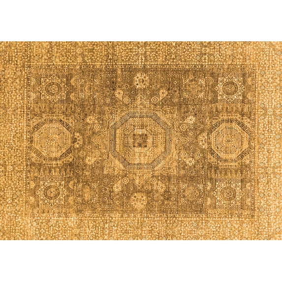 Ahgly Company Indoor Rectangle Abstract Orange Modern Area Rugs, 3' x 5'