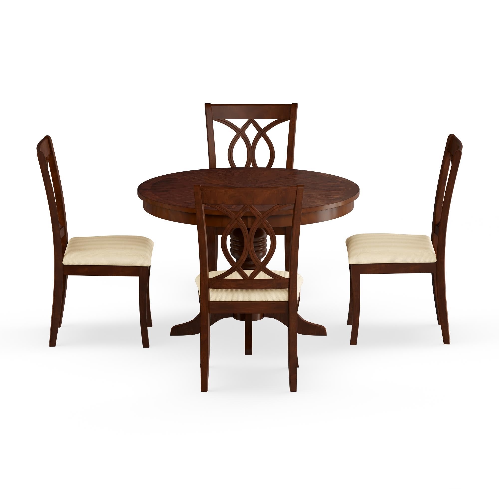 Furniture of America Goddard Transitional 5-Piece Round Dining Set, Brown Cherry