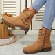 thumbnail image 2 of NECHOLOGY Botas Mujer Adulto Femenino Zapatos Botines de mujer Botas con hebilla y cinturón para mujer, botines de gamuza de Color sólido, punta redonda, cremallera lateral, talla grande (Brown, 7), 2 of 6