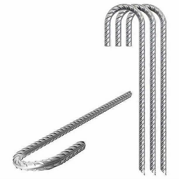 4-pack ground anchors, galvanized steel tent pegs, staples with J-hooks, heavy steel anchors for 12" trampolines.