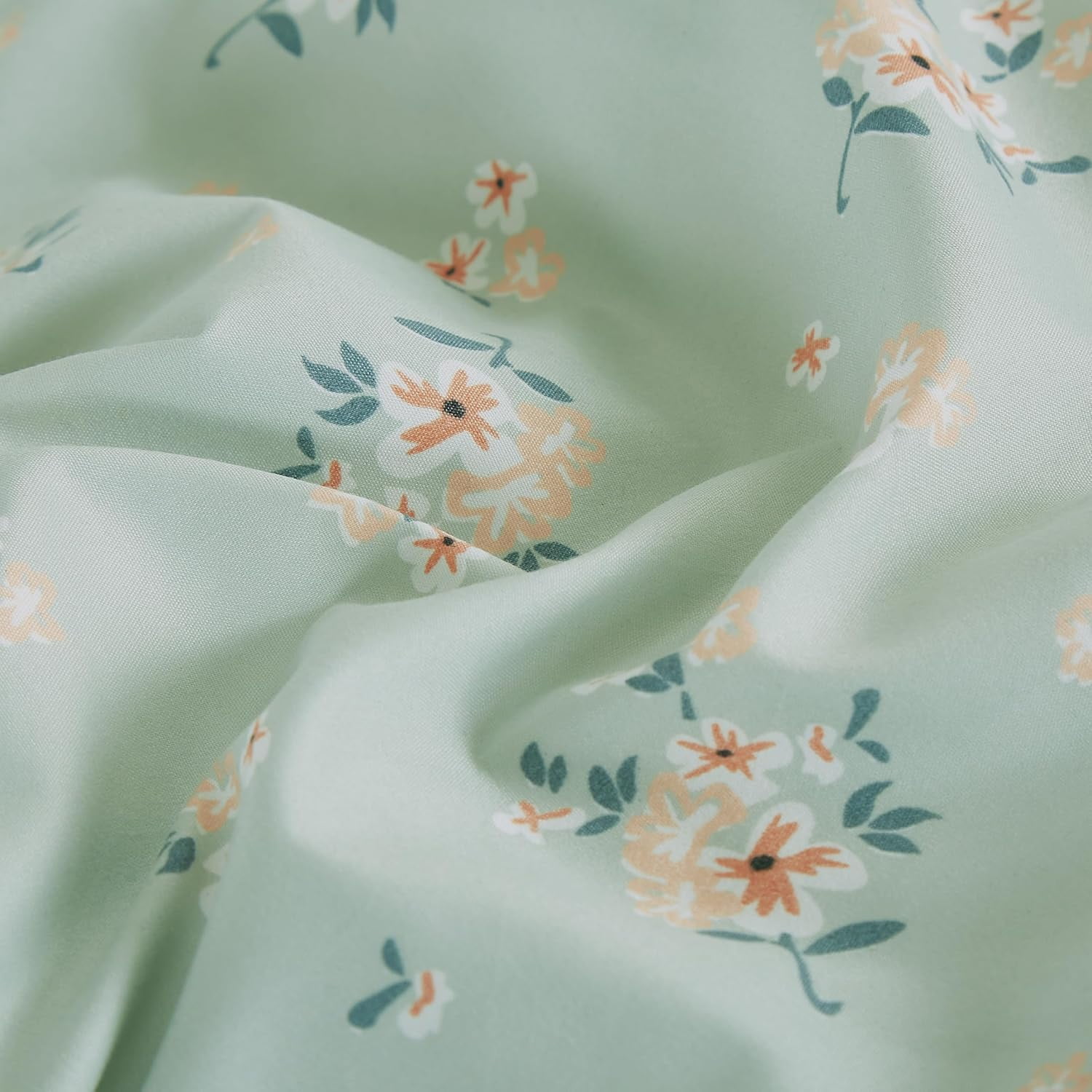 Chezmoi Collection Thistle 2-Piece Tranquil Floral Comforter Set Twin, Soft Green White Floral Printed Microfiber Lightweight Bedding Set for All season
