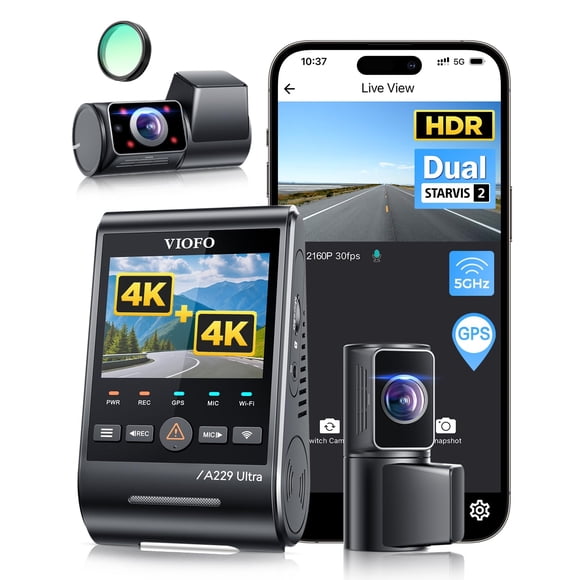 Dash Cam VIOFO A229 Ultra de 3 canales, doble 4K, GPS