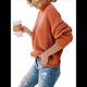 thumbnail image 3 of Suéter de Larga con Cuello Alto y Mangas Abullonadas para Mujer, de Color Liso, para Invierno y Otoño Naranja Rojo L, 3 of 8