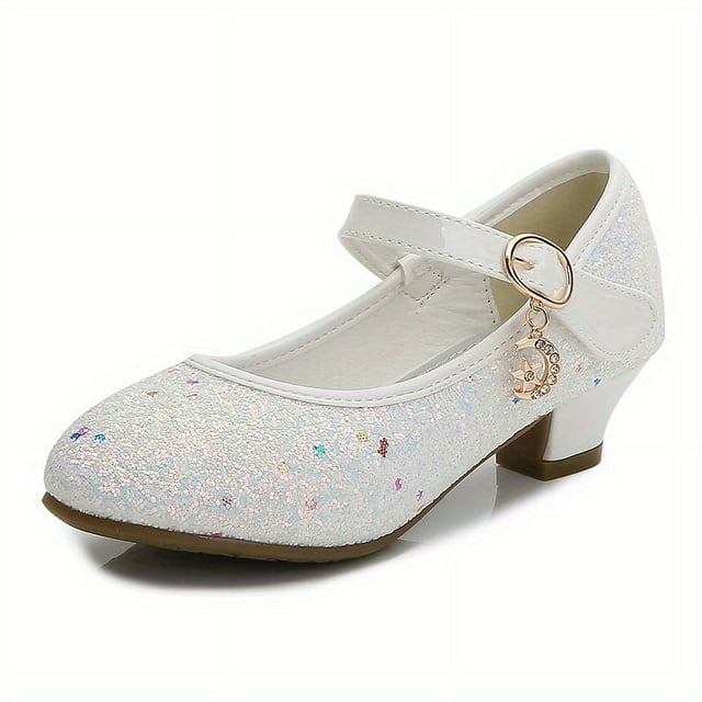 SNNROO Girls Sparkling Sequin Party Flats - Durable Low Heel Perfect for Spring & Summer Celebrations
