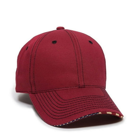 Outdoor Cap USA-800 Structured with Flag Sandwich-Cardinal