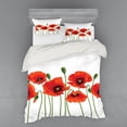 thumbnail image 2 of Ambesonne Floral Bedding Set 3 Pcs, Pastoral Flowers Botany, Twin XL, Red and Green, 2 of 3