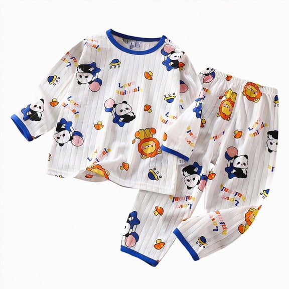 CAUYDY Baby Boys Sleepers Little Kid Pajamas Fall Winter Long Sleeve Shirt Elastic Waist Pants 2 Piece Soft Set Child Outfits Toddler Clothes for Boy 2T-5T Sizes 4-5 Years,Dark Blue