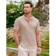 thumbnail image 3 of COOFANDY Men's Linen Henley Shirt Short Sleeve Hippie Casual Beach T Shirts, 3 of 6