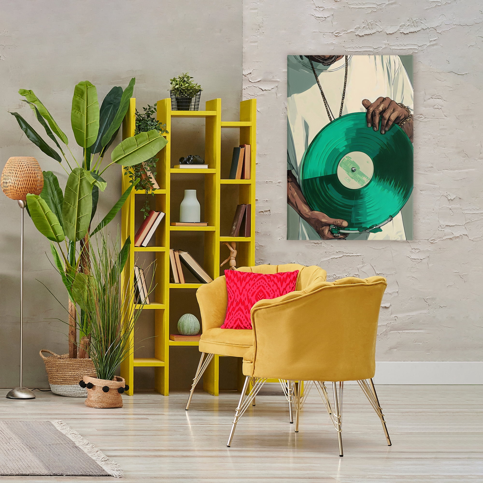Stupell Industries Green Vinyl Record Portrait Canvas Wall Art, design by Franklyn Gregory