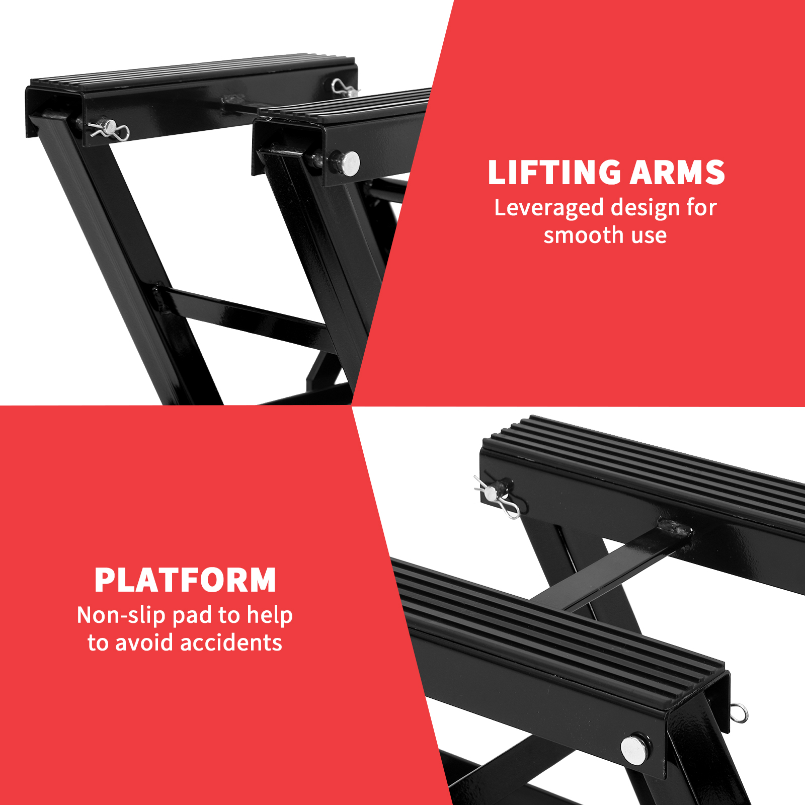 Garvee Steel Hydraulic Motorcycle ATV Lift Jack Hoist Stand 1500 lbs for Dirt Bikes & ATVs, 4.7-14.57 Inch Lift Height, Red
