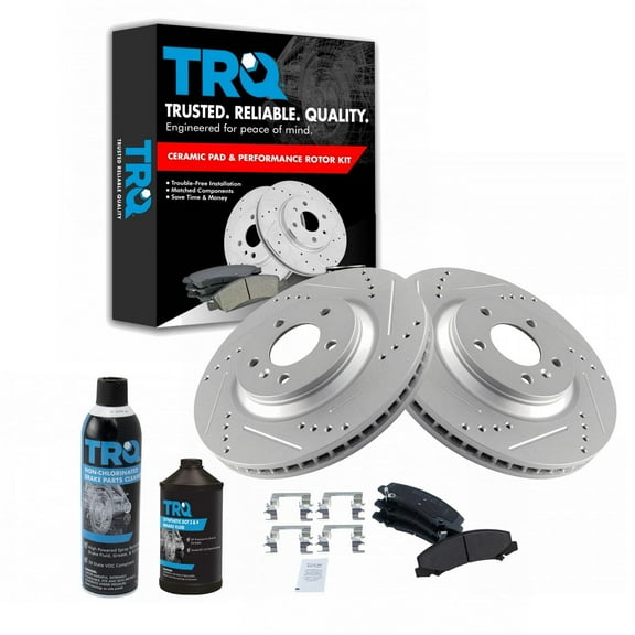 TRQ Front Metallic Brake Pad & Performance Rotor Kit w/Chemicals for Buick BKA21424