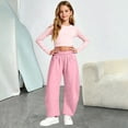 thumbnail image 4 of CPNG Girls Curved Barrel Sweatpants Solid Color Wide Leg Elastic High Waist Casual Pants Loose Street Style Jogger Pants, 4 of 5