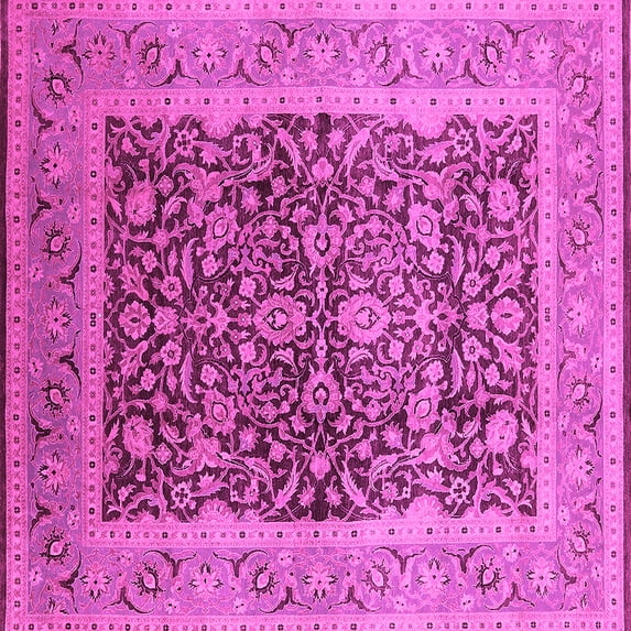 Ahgly Company Indoor Square Oriental Pink Industrial Area Rugs, 8' Square