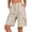 Beige, variant on Womens Cargo Wide Leg Shorts Elastic Waist Drawstring Buttons with Pockets Casual Workout Hiking Khaki M