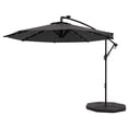 thumbnail image 1 of 9.5' Dark Grey Offset Patio Umbrella w/ Solar LED Lights - Garden Parasol for Patios, Decks & Outdoor Living Spaces - Stable & Waterproof Design, 1 of 7