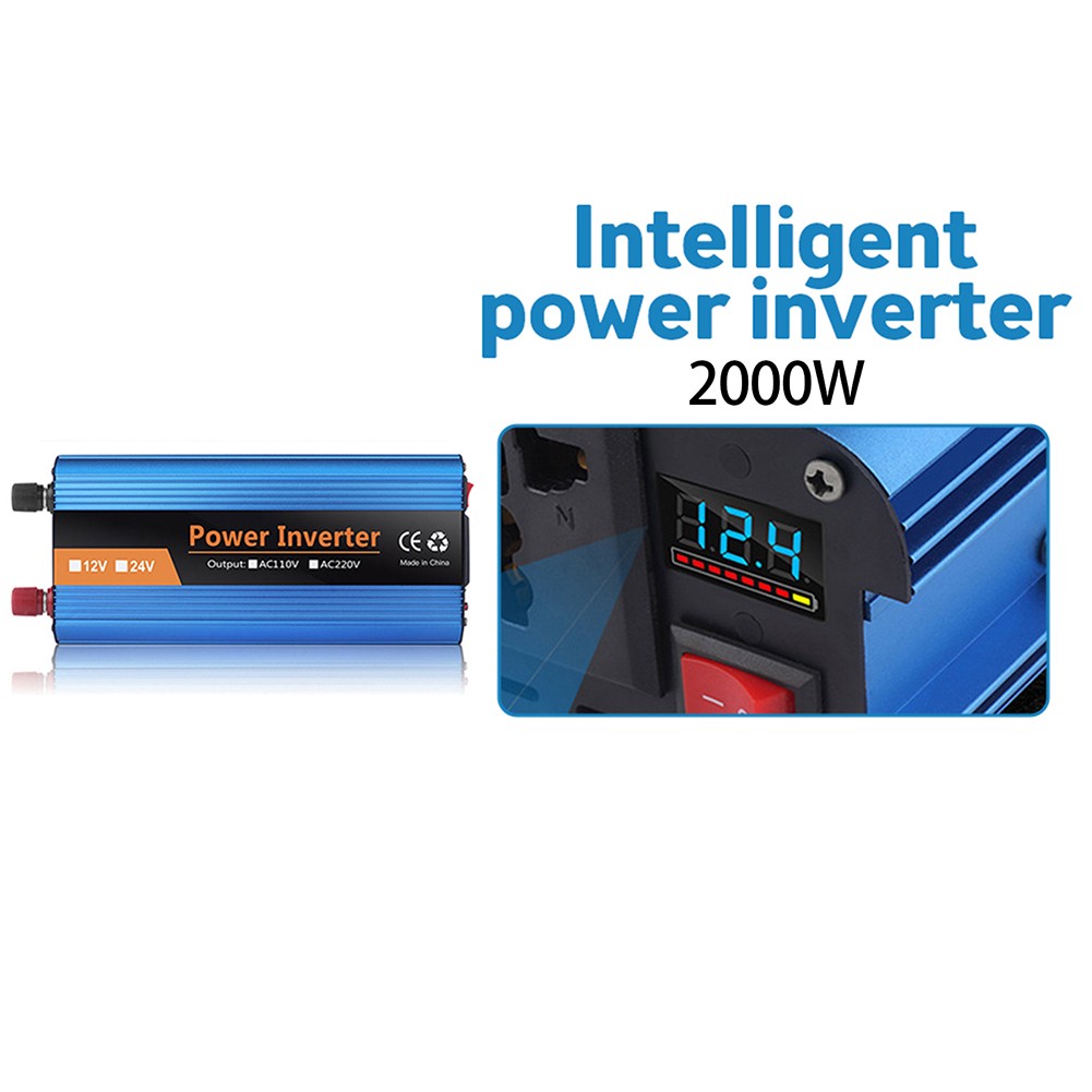 POMOI11 WMY-240129625 2000-Watt Continuous Pure Sine Wave Power Inverter, 2 AC Sockets for Car