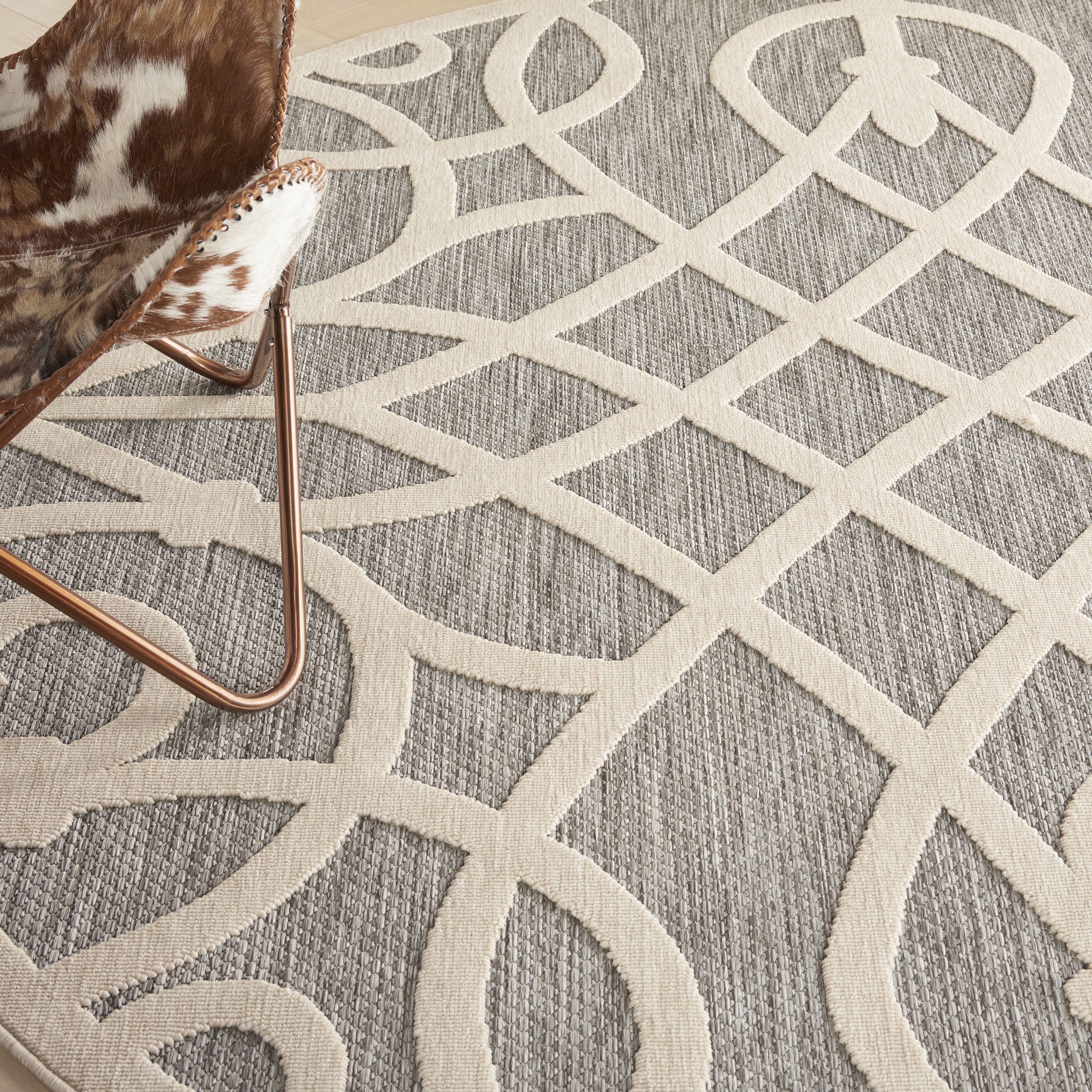 Nourison Palamos Indoor/outdoor Casual Contemporary Grey Area Rug