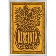 thumbnail image 1 of Virginia - Pineapple Woodcut - Brown and gold - Lantern Press Artwork (24x36 Giclee Art Print, Gallery Framed, Silver Wood), 1 of 1