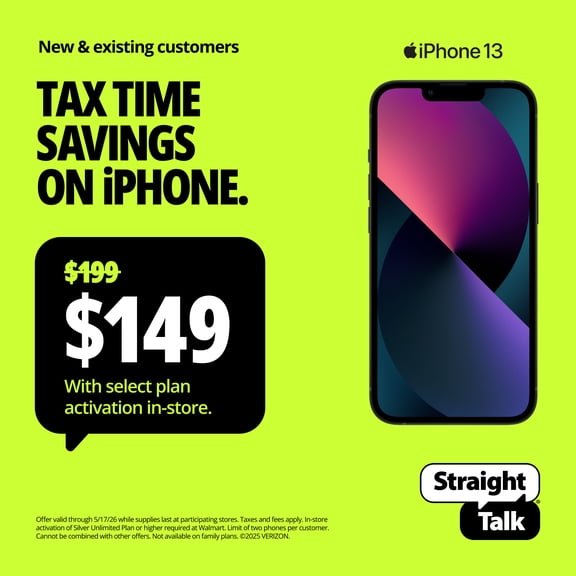Straight Talk Apple iPhone 13, 128GB - Prepaid Smartphone [Locked to Carrier- Straight Talk]