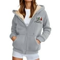 thumbnail image 2 of Christmas Heavyweight Zip Up Hoodies for Women 2025 Long Sleeve Holiday Hooded Sweatshirt with Pockets Jacket Coat, 2 of 6