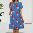thumbnail image 2 of Fun Rocket Pop Popsicle Pattern Short Sleeve Dress Women Summer Evening Dresses Ladies Sundress, 2 of 7
