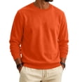 thumbnail image 2 of Mens Fleece Crewneck Sweatshirt Casual Stylish Long Sleeve Sweat Shirt Fall Winter Warm Comfy Pure Color Tops Saffron L, 2 of 6