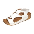 thumbnail image 3 of Domuza Women's Slip On Wedge Sandals 2026 Summer Comfortable Hollow Out Platform Sandals for Women Chunky Wedges Ankle Strap Open Toe Wide Width Casual Beach Sandal White 7（EU-38）, 3 of 4