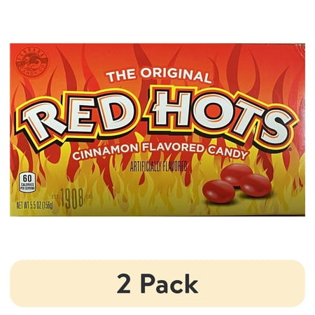 (2 pack) RED HOTS The Original Cinnamon Flavored Chewy Candy Theater Box 5.5 oz FREE SHP