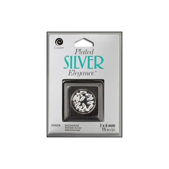 Cousin Silver Plate Elegance Bead Smooth Oat 15pc