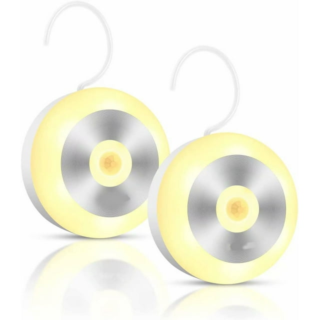 Luz nocturna LED, luz de pared inalámbrica recargable con sensor de movimiento, kit de luz nocturna magnética con gancho integrado, ideal para baño, pasillo, dormitorio, garaje y sótano (2 unidades)