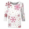 thumbnail image 4 of Fiaer Christmas Womens T Shirts 3/4 Sleeve Shine Tree Oversized Xmas Tshirts Crew Neck Loose Fit Trendy Breathable Casual Tops White3 M, 4 of 5