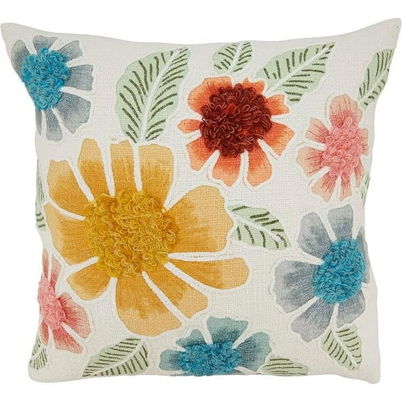 Beautiful Embroidered Floral Pillow Cover