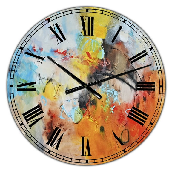 Designart Oversized Multicolor Analog Round Modern Wall Clocks, CLM25288-C23
