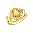 thumbnail image 1 of RYLOS Rings for Women 14K Yellow Gold Ring XOXO Hugs & Kisses 9X7MM Gemstone & Diamond Ring November Citrine Jewelry for Women Size 5, 1 of 7