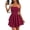 Burgundy, variant on Women's Summer Strapless Tube Mini Dress Off Shoulder Smocked Ruffle A Line Flowy Short Party Club Dresses