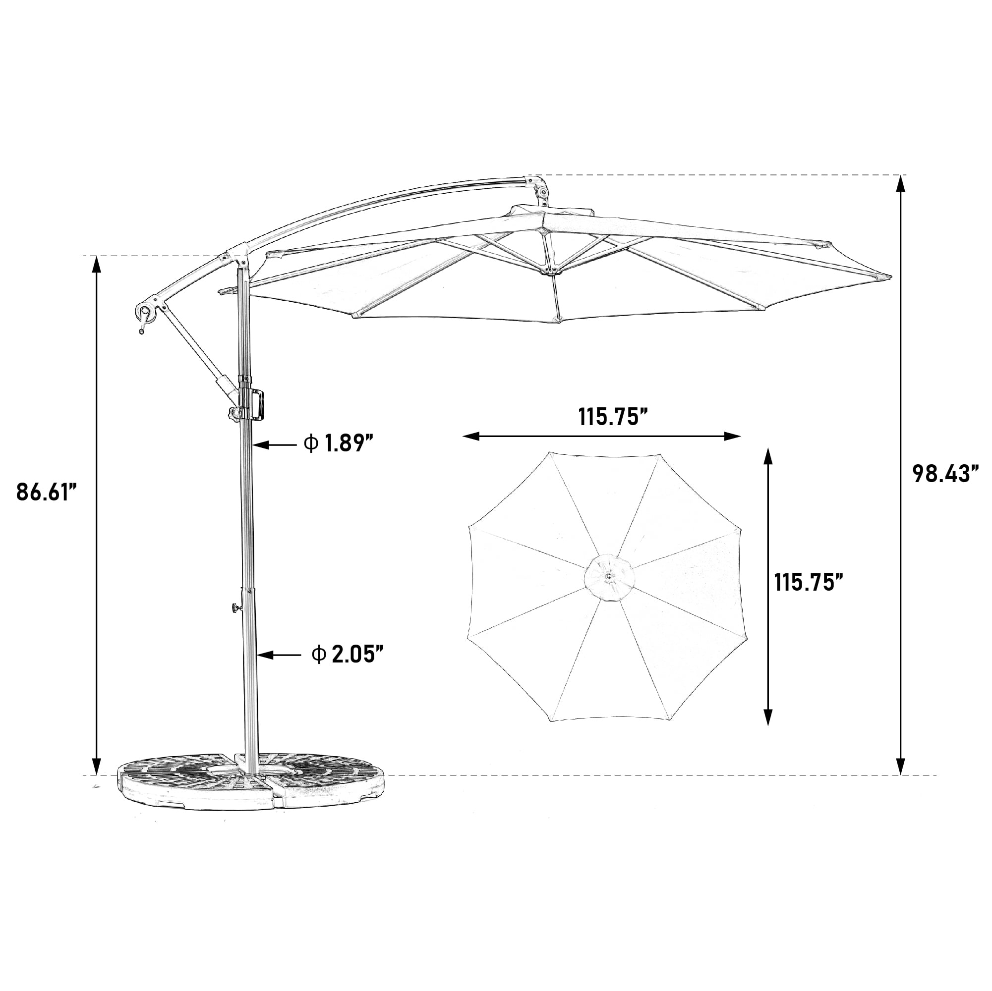 Offset Hanging Patio Umbrella 10-Foot with Easy Tilt and Crank, Outdoor Cantilever Umbrella for Backyard and Poolside, Orange