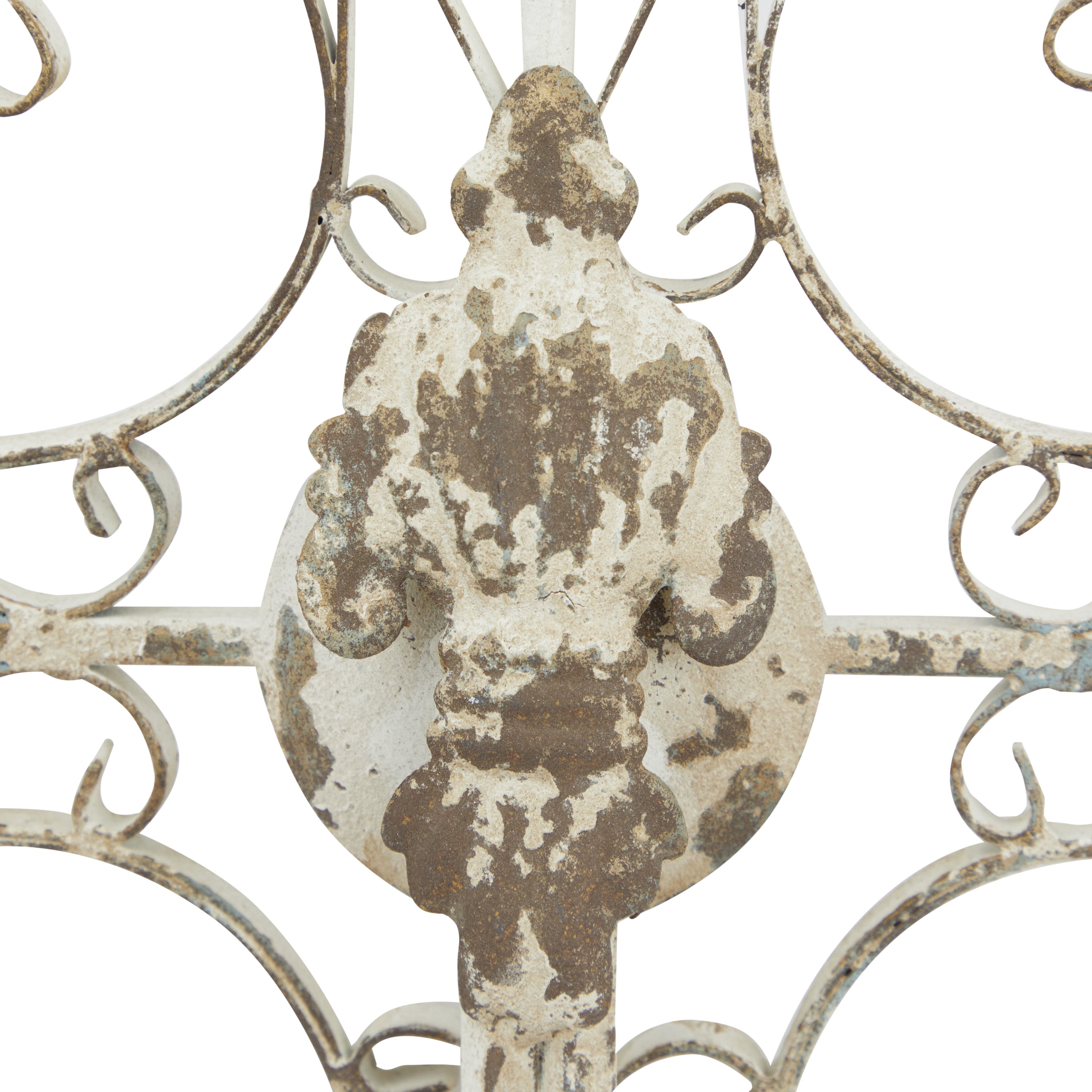 DecMode 5"W, 24"H Metal French Country Wall Sconce, White, 1-Piece