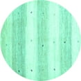 thumbnail image 1 of Ahgly Company Machine Washable Indoor Round Solid Turquoise Blue Modern Area Rugs, 7' Round, 1 of 4