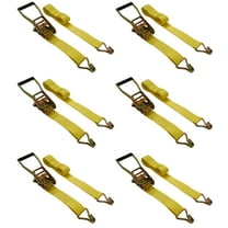 2" x 15' Ratchet Tie Down Straps (6PK) - 5000 LBS Break Strength - Cargo Hauling