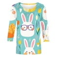thumbnail image 4 of Bainana Ladies Fashion Easter Tshirts Bunny Print 3/4 Sleeve Crew Neck Tops Comfortable Fashion Women Festival Casual Wear Multicolour Size S, 4 of 5