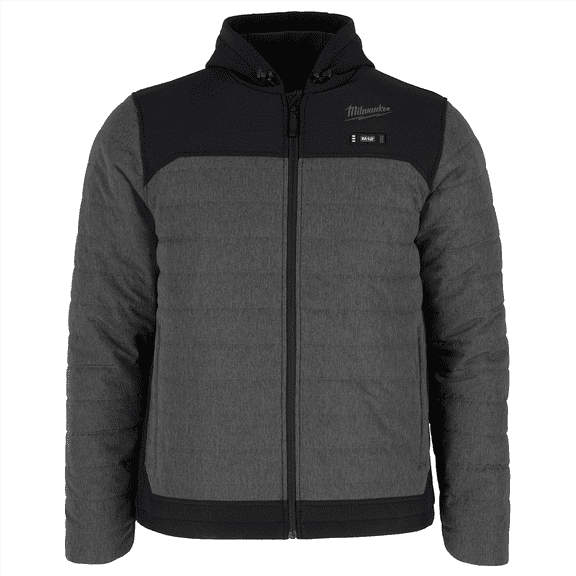 Milwaukee Tool M12 Heated Axis Hooded Jacket Kit with Hexon Heat Technology, M - Grey/Black