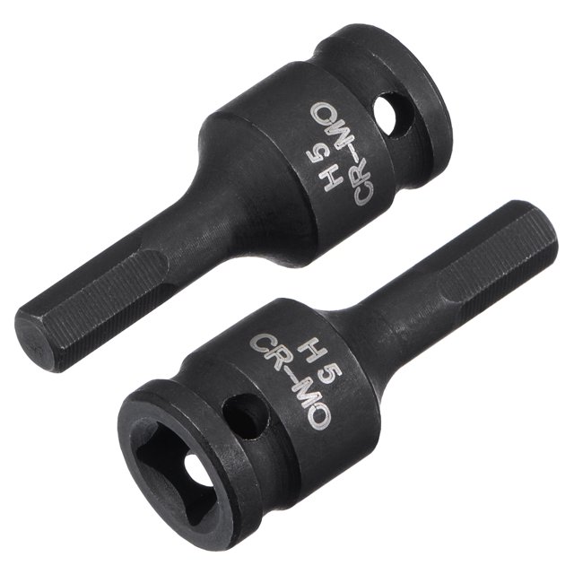 Unique Bargains 5mm Impact Hex Bit Socket, 1/4' Square Drive 35mm Length CR-MO Metric Sizes 2 Pack