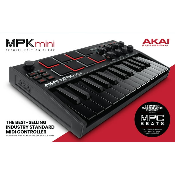 AKAI Pro MPK Mini MK3 | 25 Key USB MIDI Keyboard, 8 Backlit Pads