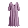 thumbnail image 6 of Guieoi Summer Dresses for Women Plus Size Collared Mid-Sleeve Side-Slit Striped Dress with Pockets Purple S, 6 of 6