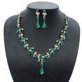 thumbnail image 4 of Miangastore 1 Ensemble Collier et Boucles d'Oreilles à la Mode Ensemble de Bijoux en Strass pour Mariée Accessoires de Robe de Mariée pour Femmes (Vert), 4 of 8