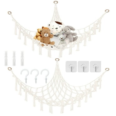 SPOKKI Hand Woven Animal Toy Hammock Net with 3 Mounting Hooks