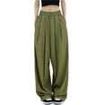 thumbnail image 2 of new women's trousers y2k women's trousers solid color elastic low-waisted trousers with pockets pleated women's trousers-As photo shows_a-S, 2 of 7