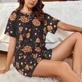 thumbnail image 4 of KLL Pizzas Mushrooms Print Pajama Set for Women Short Sleeve Sleepwear Pjs Soft 2 Piece Lounge Sleepwear Sets-3X-Large, 4 of 6