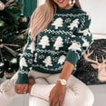 thumbnail image 4 of 2022 Autumn Fashion Christmas Tree Print Sweater Women Casual Long Sleeve O Neck Pullover Sweater Ladies Loose Patchwork Sweater, 4 of 6
